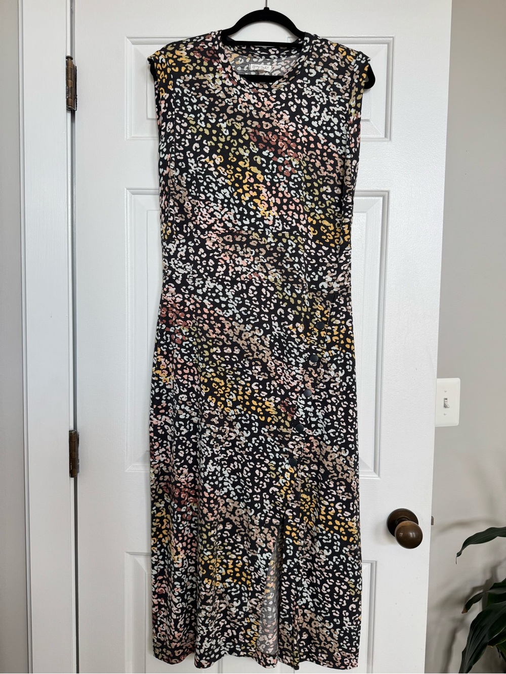 NWOT Anthropologie “Gray State” brand Multi-Print Cap Sleeve Midi Dress, XL